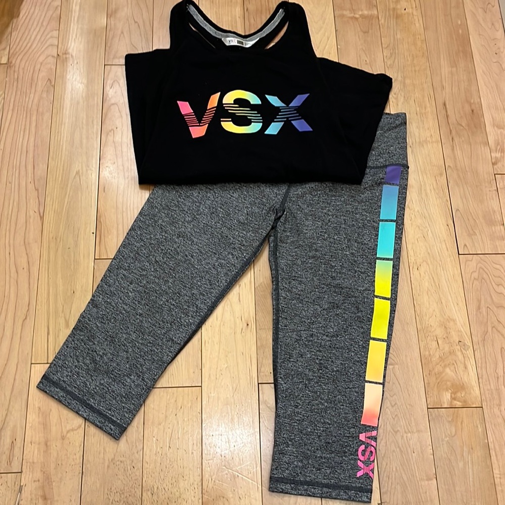 Victoria’s Secret VSX Sport Capri Exercise Pants w/Matching Tank w/ free VS hat